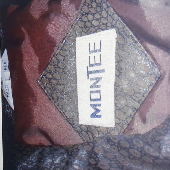 Woman's Brown Leather Bomber Jacket - Picture 3 of 4